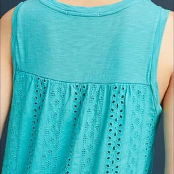 NWT Eri + Ali Lucie Eyelet Tank Anthropologie Size S V Neck Sleeveless Blue - Picture 14 of 14
